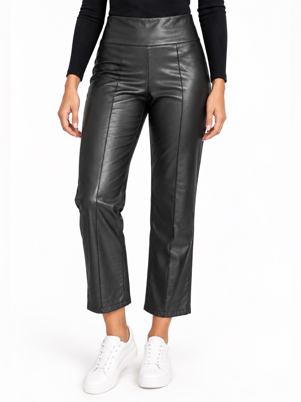 Athena Marie Faux Leather Straight-Leg Cropped Pants Size L